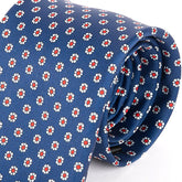 Classic Blue & Red Mini Floral Motif Tie 7.5cm